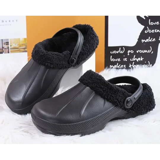 Fur Lined Clogs Thermal Garden Clogs Shoes Adult Furry Fleece Slippers Shoes