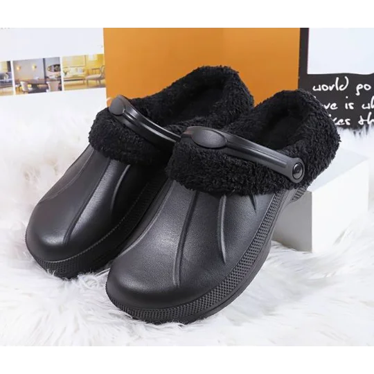 Fur Lined Clogs Thermal Garden Clogs Shoes Adult Furry Fleece Slippers Shoes