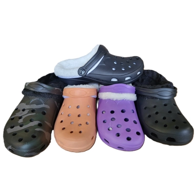 Wide Fitting Fur Clogs Lined Adults Slippers Furry Clog Shoes Lightweight Mens Womens Garden Sandal