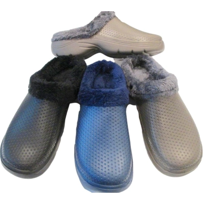 Mens Womens Warm Fleece-Lined Slippers, Casual Cloggis EVA House Shoes with Round Toe, Waterproof