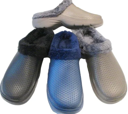 Winter Warm Fleece Lined Slippers, Casual Cloggis EVA House Shoes with Round Toe, Waterproof