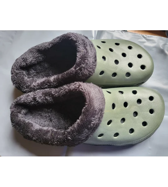 green fur clogs Mens Clogs Warm Fur Lined Thermal Garden Fishing Clogs Slip On Slippers