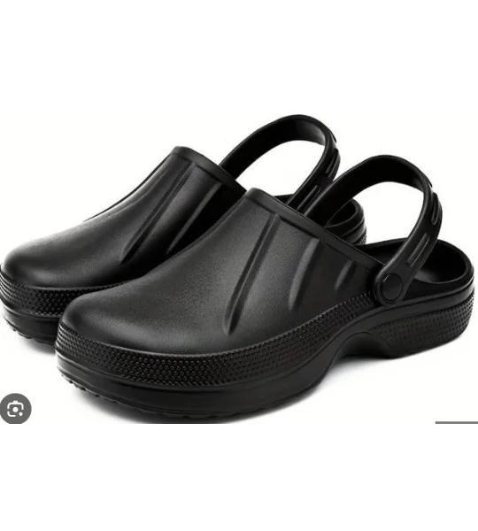 Kitchen Shoes Comfortable, Non-Slip Black EVA Clogs Hospital Garden Catering Nurse Vet Bistro