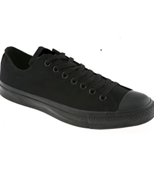 Adults Baseball Black Canvas Trainers Lace Up Low Top Plimsolls Pumps
