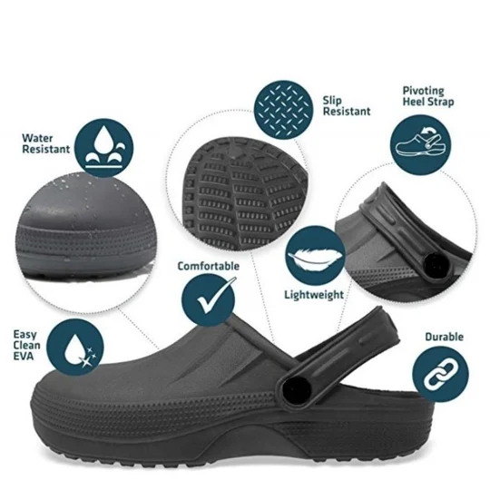 Catering Clogs Kitchen Chef Full Slip on Shoes Mules Footwear Non Slip