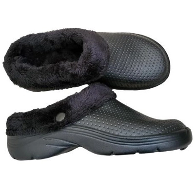Fur lined Clogs Garden Waterproof Black Blue Fleecy Fluffy fur lining backdoor non slip comfortable