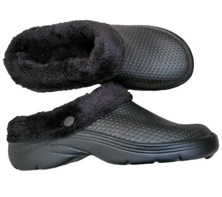 Fur lined Clogs Garden Waterproof Black Blue Fleecy Fluffy fur lining backdoor non slip comfortable