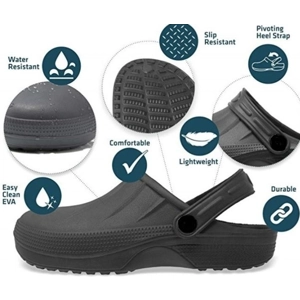 GARDEN CLOGS Shoes Black Slip On Clog Sandal Work Garden Clog Mule comfortable..