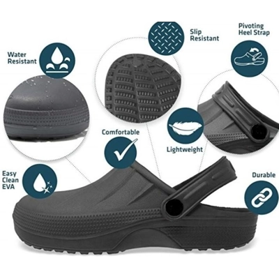 Mens Kitchen Shoes Black Slip On Clog Sandal Work Garden Clog Mule comfortable Shoes