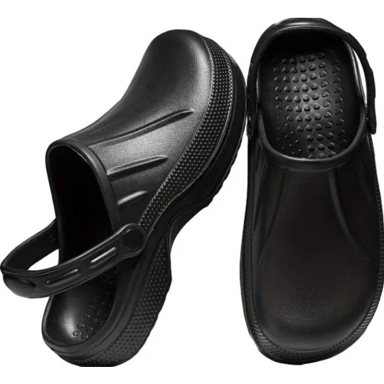 Kitchen Shoes Comfortable, Non-Slip Black EVA Clogs Hospital Garden Catering Nurse Vet Bistro