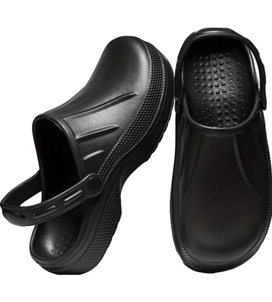 Kitchen Shoes Comfortable, Non-Slip Black EVA Clogs Hospital Garden Catering Nurse Vet Bistro
