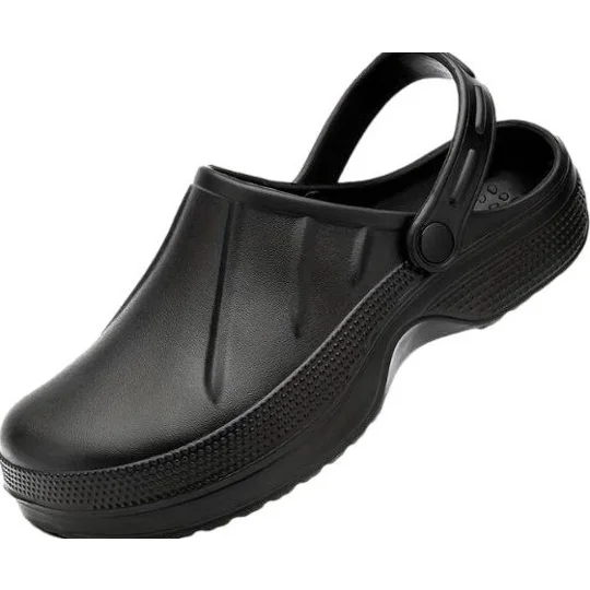 Kitchen Shoes Comfortable, Non-Slip Black EVA Clogs Hospital Garden Catering Nurse Vet Bistro