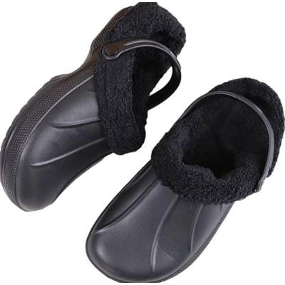 Wide Fitting Fur Clogs Lined Adults Slippers Furry Clog Shoes Lightweight Mens Womens Garden Sandal