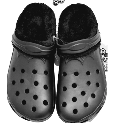 Shoes Fur Lined Clogs Furry Black Unisex Classic Slippers Garden Footwear