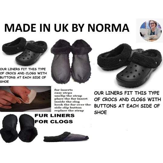Crocs Insoles Fur Furry Croc Shoe Liners Insert Inners Fluffy Crocs MADE IN UK