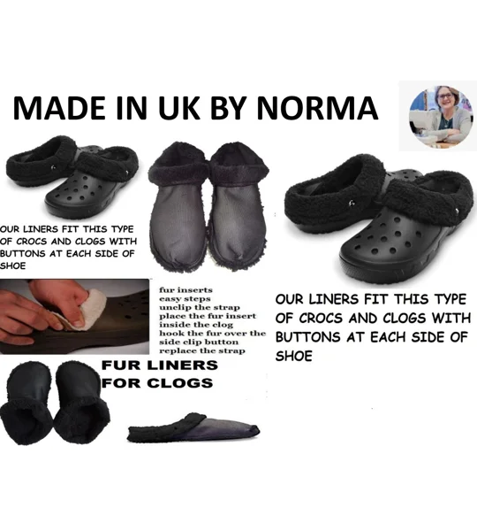Insoles for Crocs Fluffy Liners Black Fur Shoe Insole Insert Lining Warm Removable Furry Croc Liners