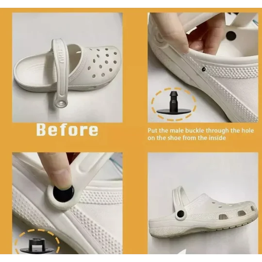 4 x Rivets Sets, Croc Fastener, Button to fit repair For Crocs Adults Kids broken clogs replacement