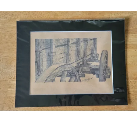 Matted print of Drawing "wagon" by Felicia C