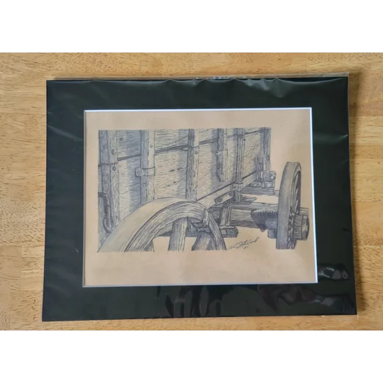 Matted print of Drawing "wagon" by Felicia C