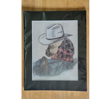Matted print "Little Farmer" by Felicia C