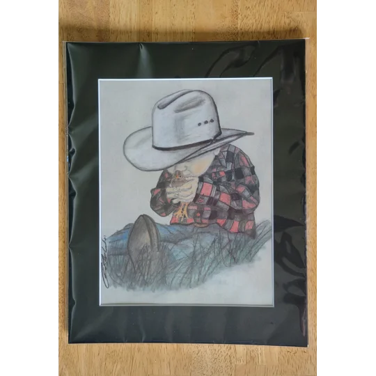 Matted print "Little Farmer" by Felicia C