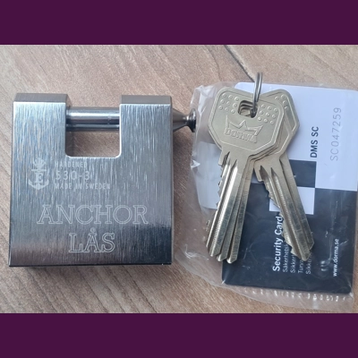 ANCHOR LÅS 530-3 Block Lock/Sweden/High Security Padlock With DORMA Cylinder