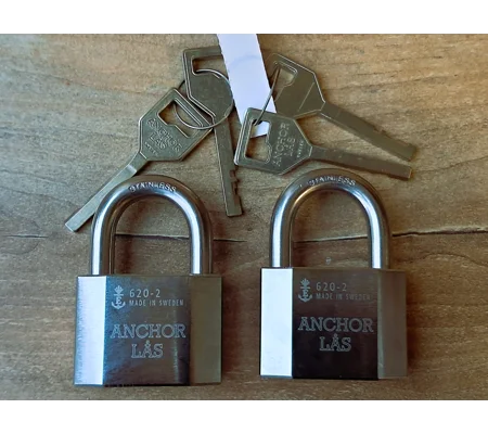 2 X ANCHOR LÅS 620-2 S25/Sweden/ Keyed Alike Padlock With 4 keys