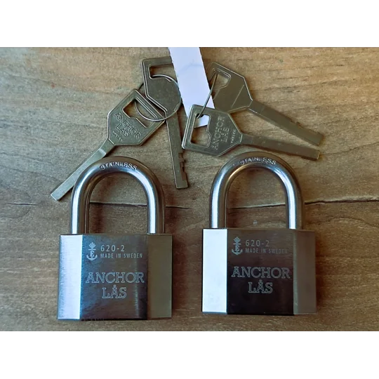 2 X ANCHOR LÅS 620-2 S25/Sweden/ Keyed Alike Padlock With 4 keys