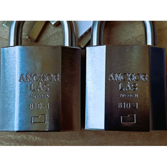 2 X ANCHOR LÅS 810-1 S20 /Sweden/Keyed Alike Padlocks With 4 keys