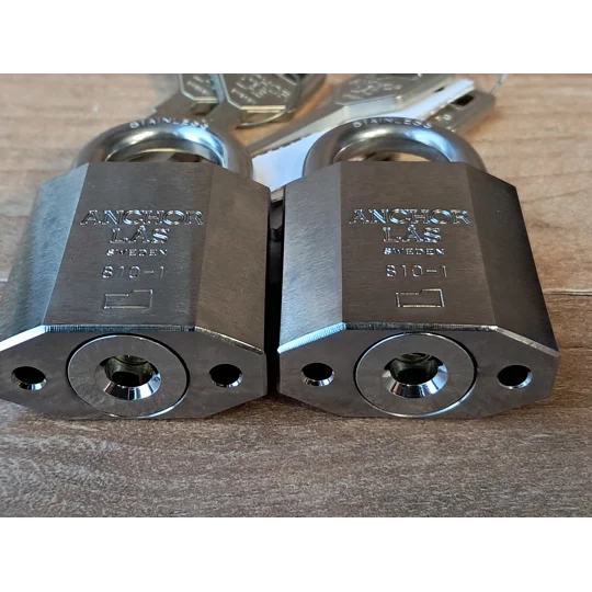 2 X ANCHOR LÅS 810-1 S20 /Sweden/Keyed Alike Padlocks With 4 keys