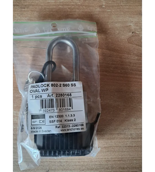 ANCHOR LÅS 802-2 S60 Oval Padlock WP With 3 Keys + Extra WP Protection