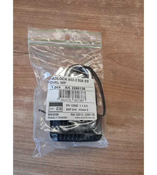 ANCHOR LÅS 802-2 S25 Oval Padlock WP With 3 Keys + Extra WP Protection
