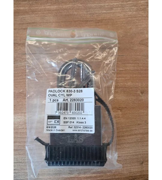 ANCHOR LÅS 830-3 S60 Oval WP Padlock + Extra WP Protection