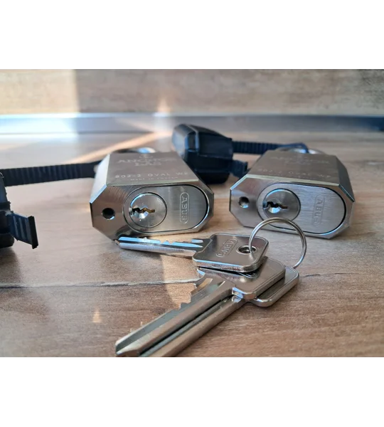 2 Keyed Alike Padlocks ANCHOR LÅS 802-2 S60 Oval WP with Abus Cylinders