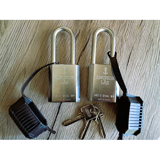 2 Keyed Alike Padlocks ANCHOR LÅS 802-2 S60 Oval WP with Abus Cylinders