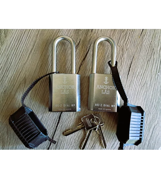 2 Keyed Alike Padlocks ANCHOR LÅS 802-2 S60 Oval WP with Abus Cylinders