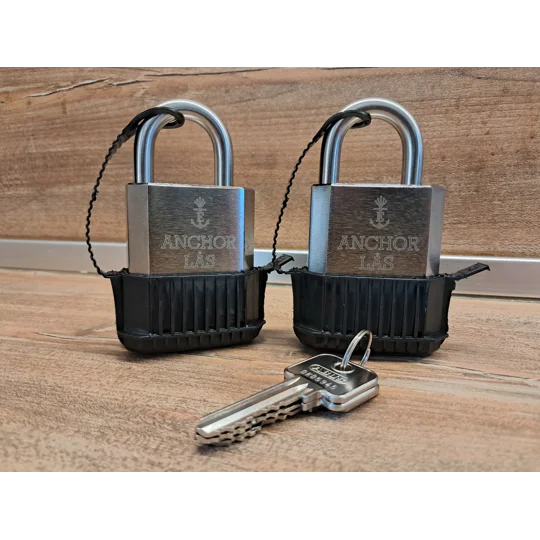 2 Keyed Alike Padlocks ANCHOR LÅS 802-2 S25 Oval Waterproof With 3 Keys