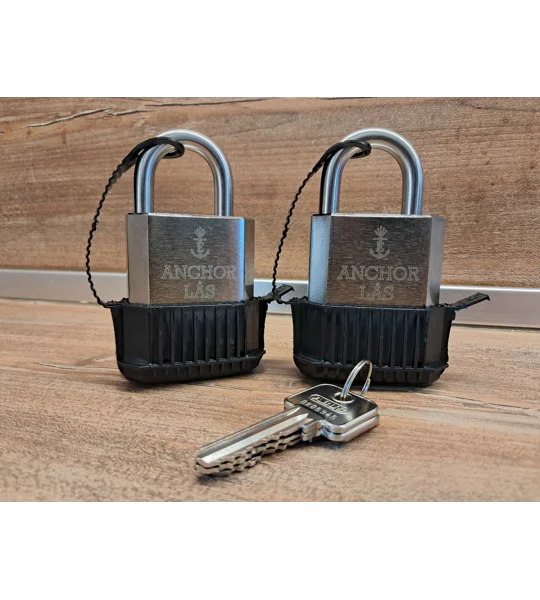 2 Keyed Alike Padlocks ANCHOR LÅS 802-2 S25 Oval Waterproof With 3 Keys