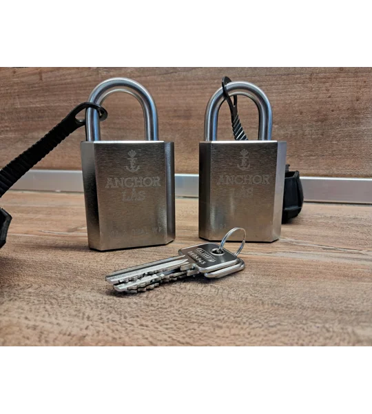 2 Keyed Alike Padlocks ANCHOR LÅS 802-2 S25 Oval Waterproof With 3 Keys