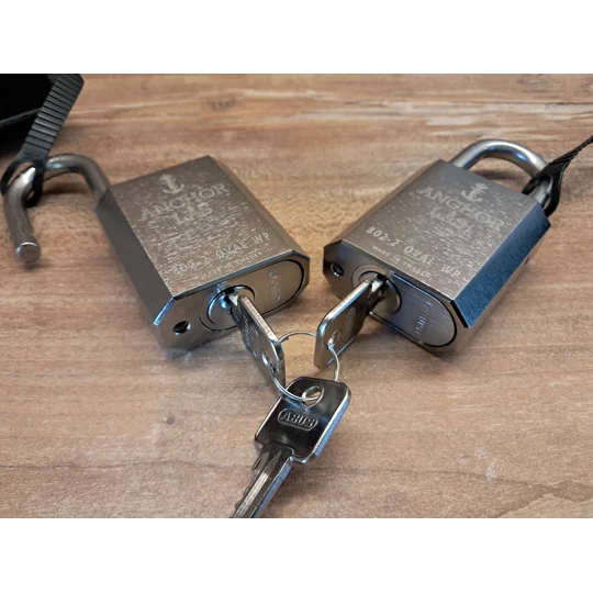 2 Keyed Alike Padlocks ANCHOR LÅS 802-2 S25 Oval Waterproof With 3 Keys