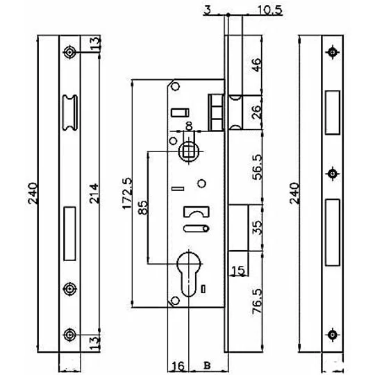 KALE KILIT 153/ 85mm Door Locks For Aluminium Profiles