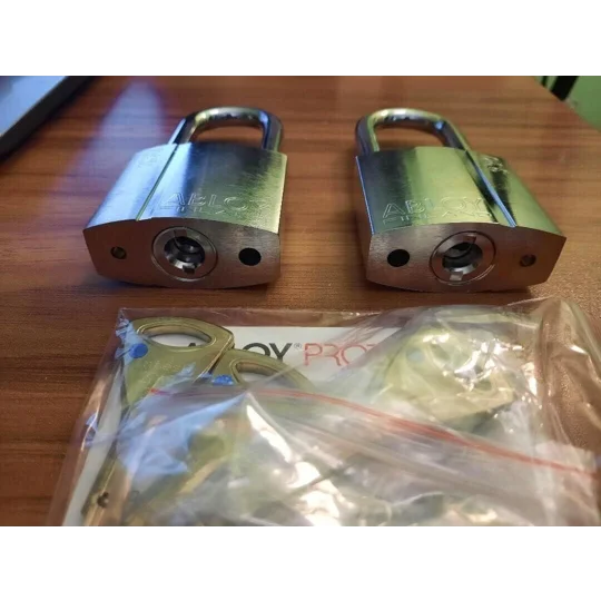 2 X ABLOY PL330/50T PROTEC 2 Keyed Alike Padlocks with 4 Keys