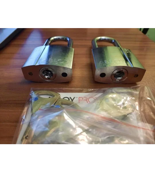 2 X ABLOY PL330/50T PROTEC 2 Keyed Alike Padlocks with 4 Keys