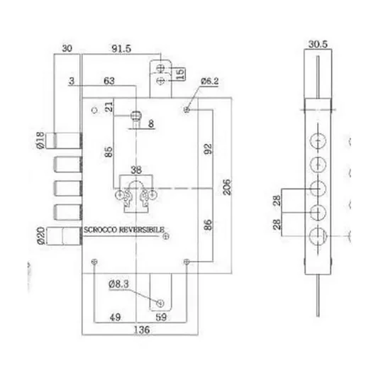 Securemme 2653 Reversible Lock