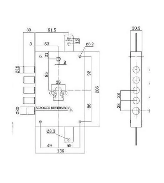 Securemme 2653 Reversible Lock