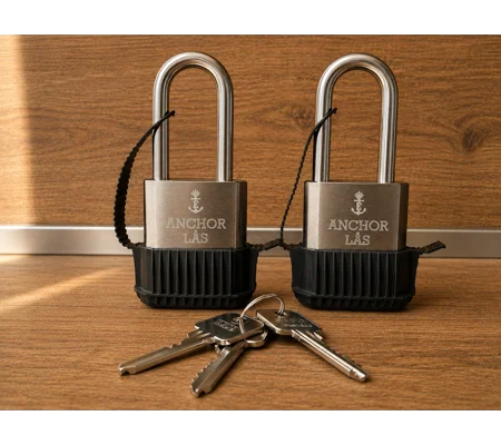 2 Keyed Alike Padlocks ANCHOR LÅS 802-2 S60 Oval WP with Abus Cylinders