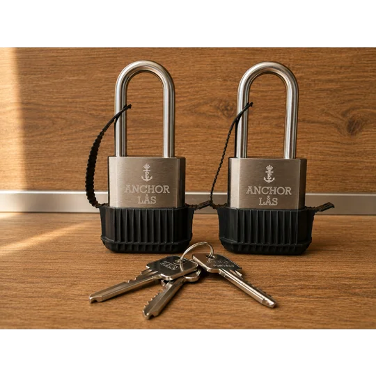 2 Keyed Alike Padlocks ANCHOR LÅS 802-2 S60 Oval WP with Abus Cylinders