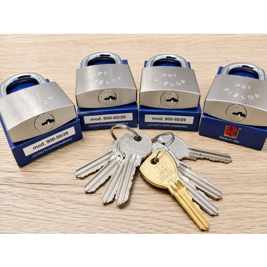 4 X RIELDA Keyed Alike Padlocks Re-programable High Security/With 8 +1 Keys