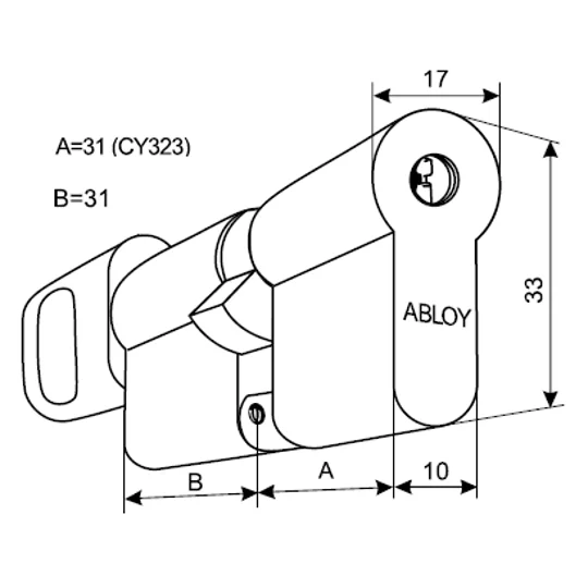 ABLOY CY323T PROTEC 2 Cylinder Lock With A Thumbturn