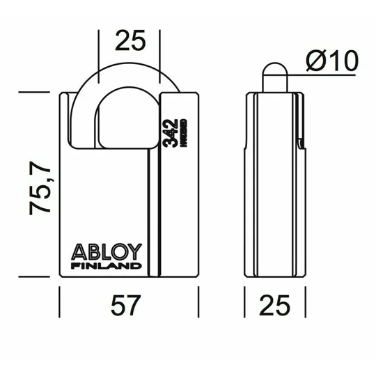 2 X Abloy PL 342 T/25 PROTEC 2 Keyed Alike /Hardened Steel Padlocks